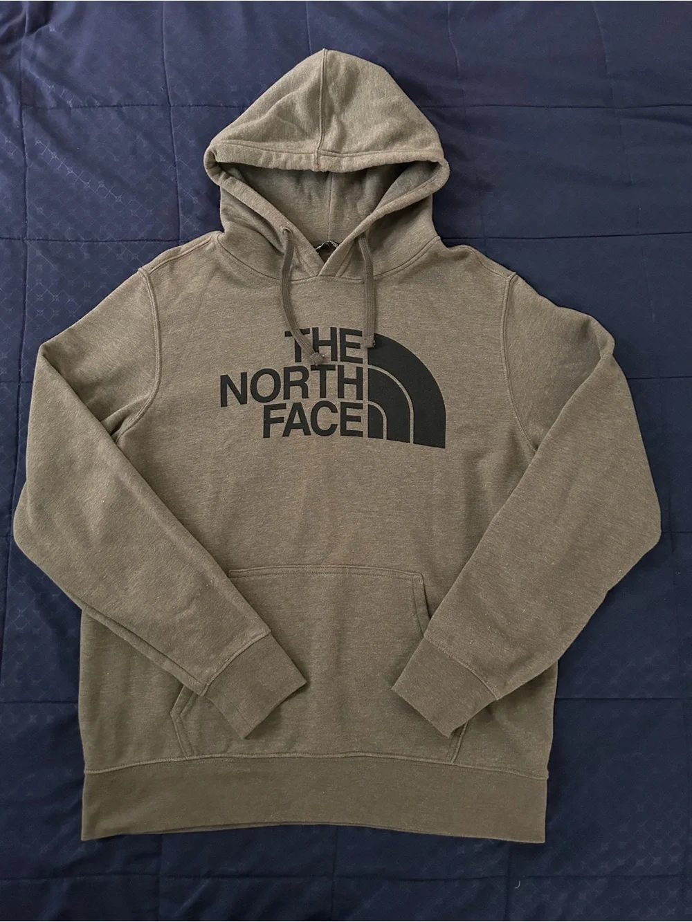 The North Face Men's Olive Green Pullover Hoodie with Black Logo